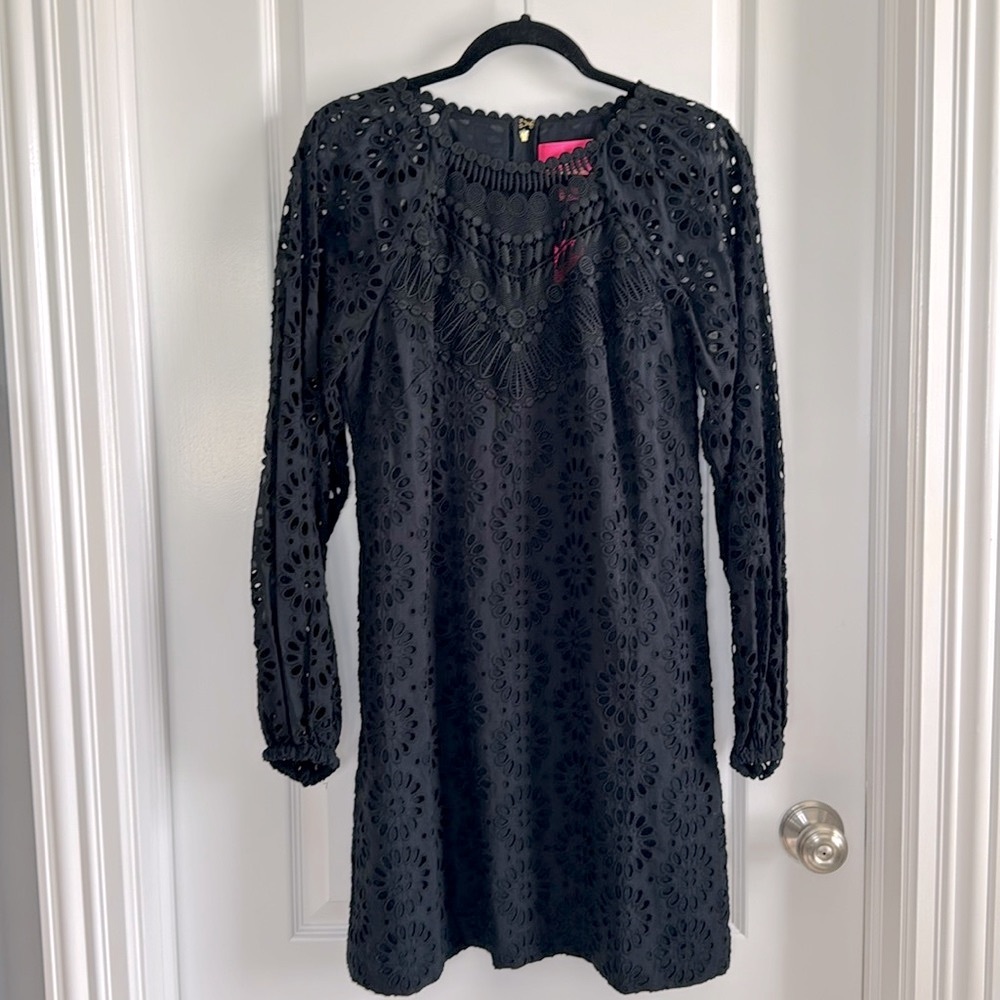 BNWT Lilly Pulitzer Priscilla long sleeve dress in onyx black